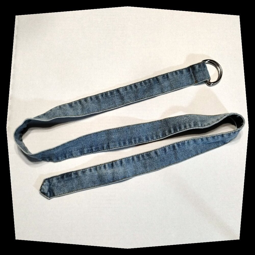 Light Denim Belt Double Ring D-ring 48" Long 1.5" Wide
